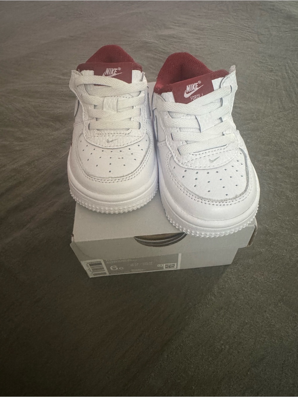 Nike Kids White Sneakers with Red Interior